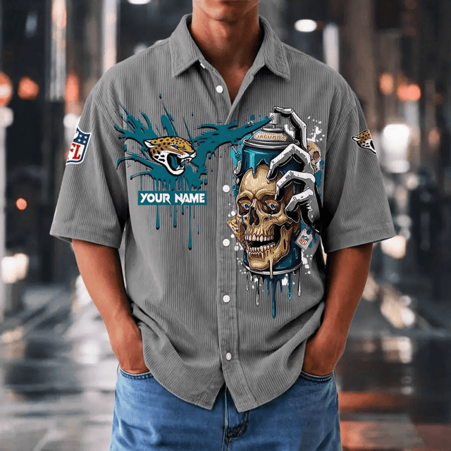 [SPECIAL OFFER] NEW CUSTOMIZED NFL30 JSJ JACKSONVILLE JAGUARS SEERSUCKER BUTTON SHIRT