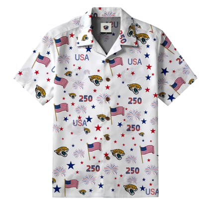 [SPECIAL OFFER] NEW CUSTOMIZED NFL30 JSJ JACKSONVILLE JAGUARS PATRIOTIC 250 USA HAWAIIAN SHIRT