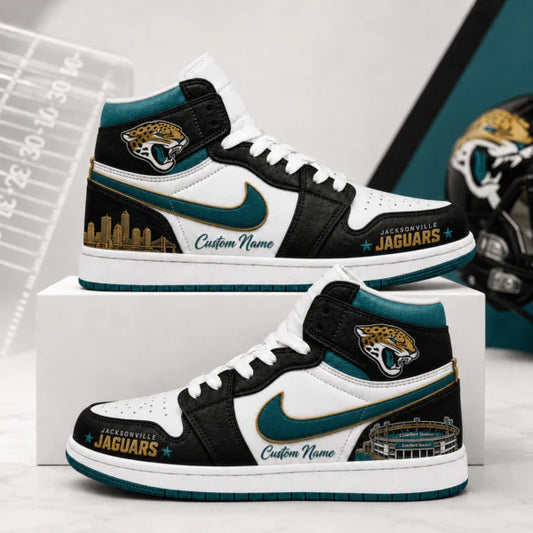 [SPECIAL OFFER] NEW CUSTOMIZED NFL30 JSJ JACKSONVILLE JAGUARS AIR JORDAN 1