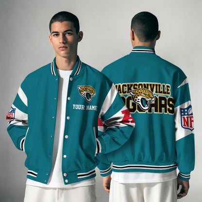 [SPECIAL OFFER] NEW CUSTOMIZED NFL30 JSJ JACKSONVILLE JAGUARS SATIN VARSITY & BASEBALL JACKET