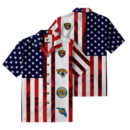 [SPECIAL OFFER] NEW CUSTOMIZED NFL30 JSJ JACKSONVILLE JAGUARS PATRIOTIC 250 USA HAWAIIAN SHIRT
