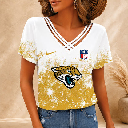 [SPECIAL OFFER] NEW CUSTOMIZED NFL30 JSJ JACKSONVILLE JAGUARS V-NECK SHIRT