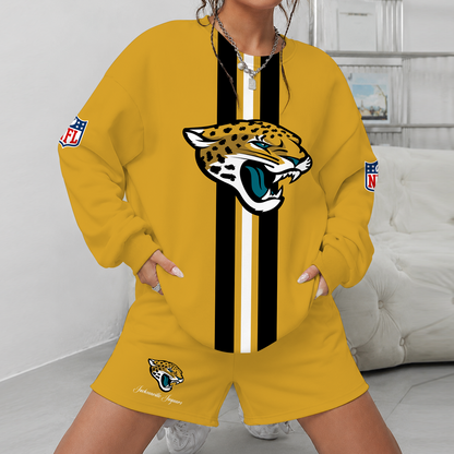 [SPECIAL OFFER] NEW CUSTOMIZED NFL30 JSJ JACKSONVILLE JAGUARS UNISEX SWEATSHIRT & SHORTS SET