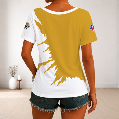 [SPECIAL OFFER] NEW CUSTOMIZED NFL30 JSJ JACKSONVILLE JAGUARS V-NECK FEMALE SHIRT