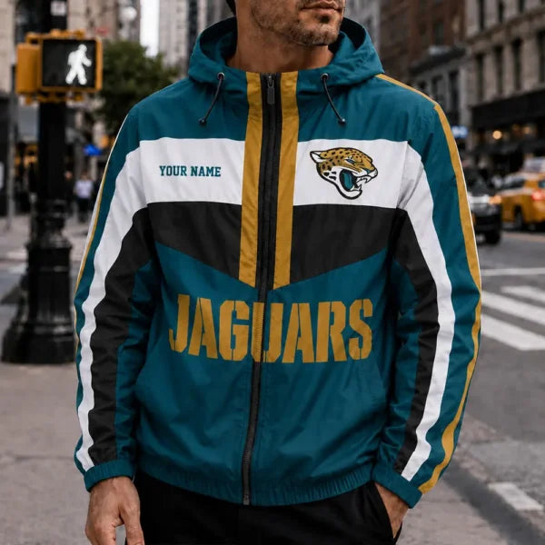 [SPECIAL OFFER] NEW CUSTOMIZED NFL30 JSJ JACKSONVILLE JAGUARS WINDBREAKER JACKET