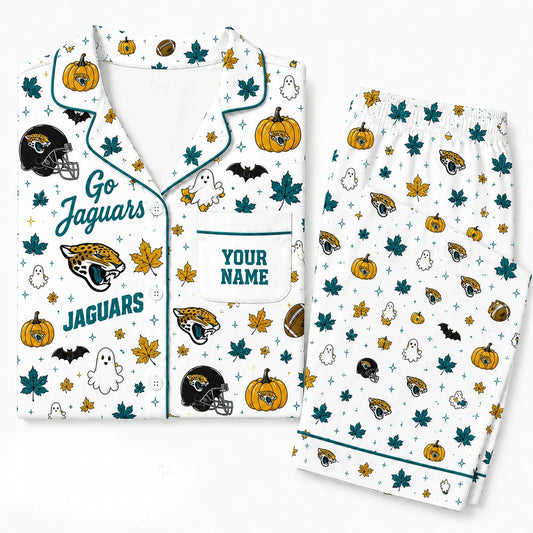 [SPECIAL OFFER] NEW CUSTOMIZED NFL30 JSJ JACKSONVILLE JAGUARS HALLOWEEN LONG PAJAMAS SET