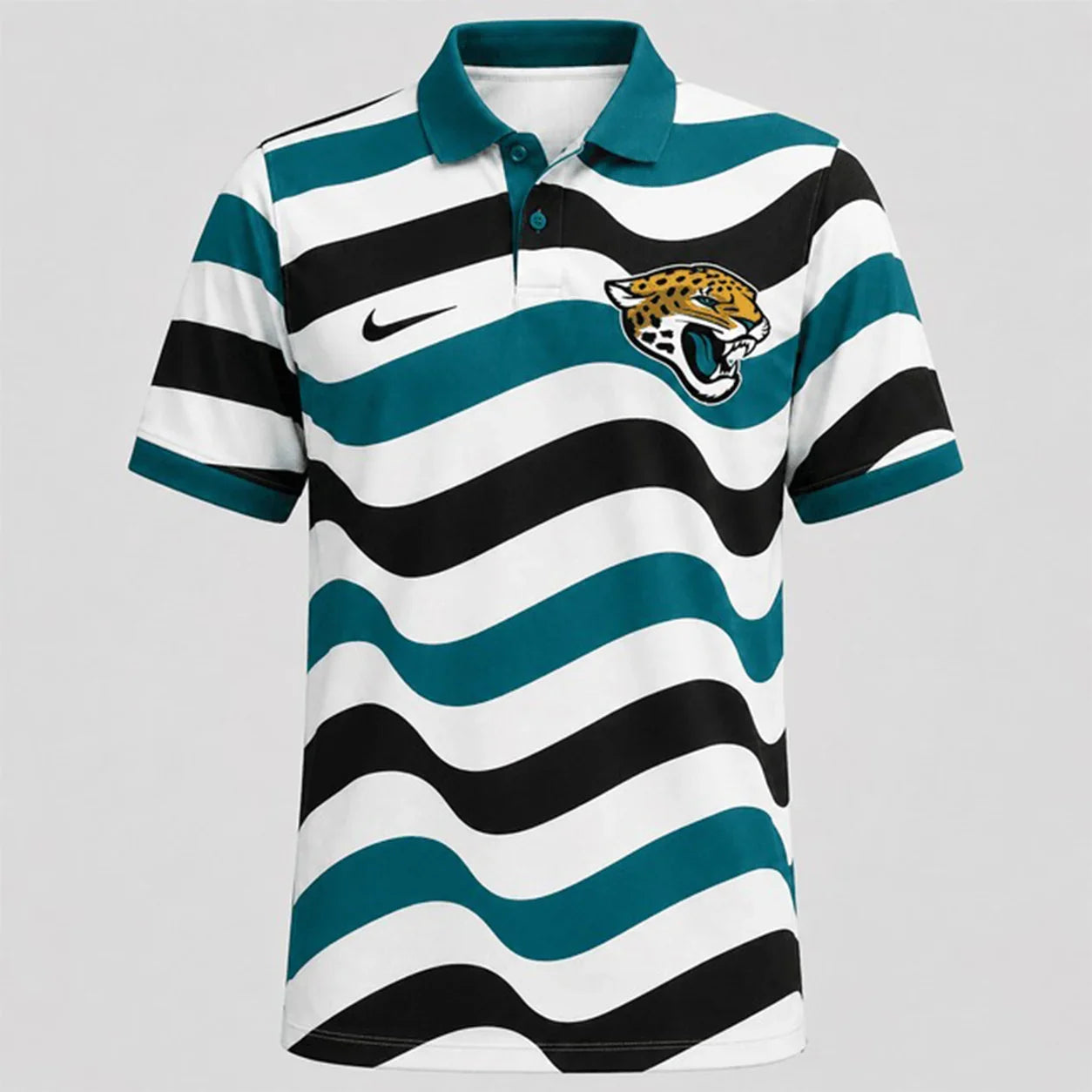 [SPECIAL OFFER] NEW CUSTOMIZED NFL30 JSJ JACKSONVILLE JAGUARS STRIPED POLO SHIRT