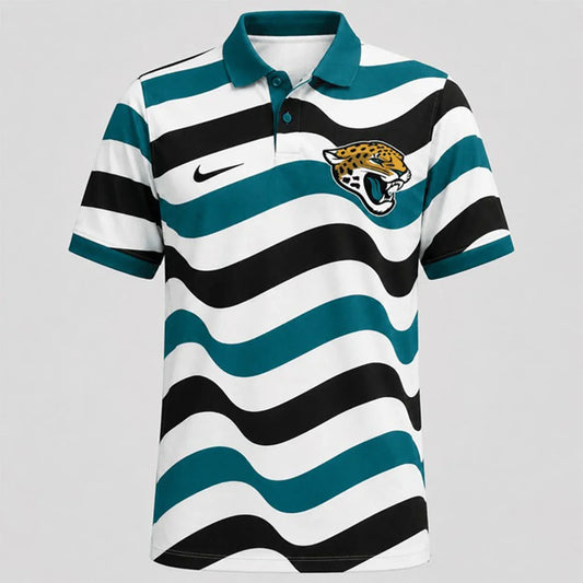 [SPECIAL OFFER] NEW CUSTOMIZED NFL30 JSJ JACKSONVILLE JAGUARS STRIPED POLO SHIRT
