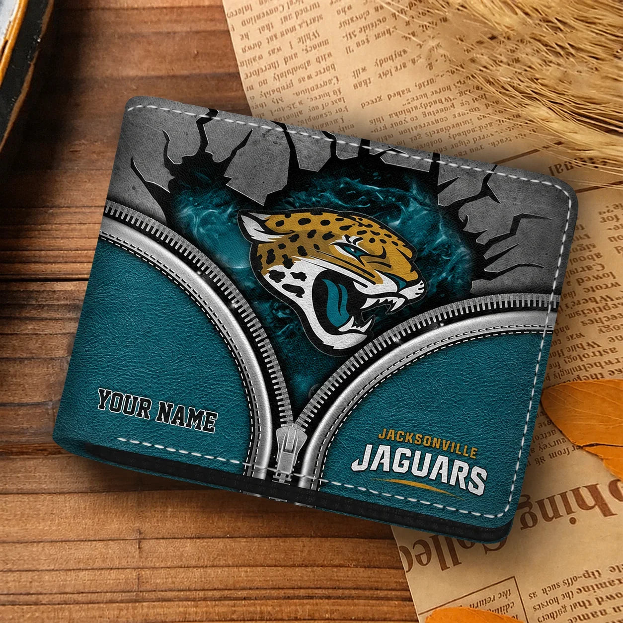 [SPECIAL OFFER] NEW CUSTOMIZED NFL30 JSJ JACKSONVILLE JAGUARS LEATHER WALLET