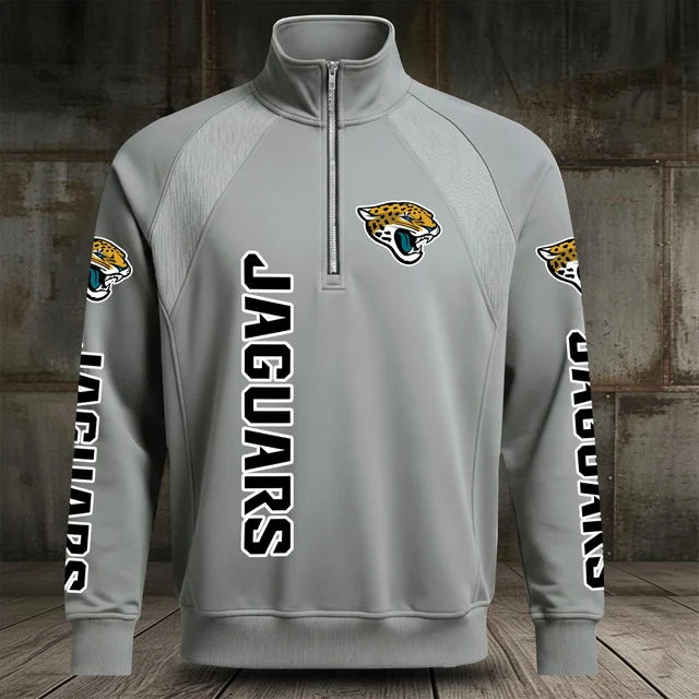 [SPECIAL OFFER] NEW CUSTOMIZED NFL30 JSJ JACKSONVILLE JAGUARS MEN'S MULTICOLOR QUARTER-ZIP PULLOVER