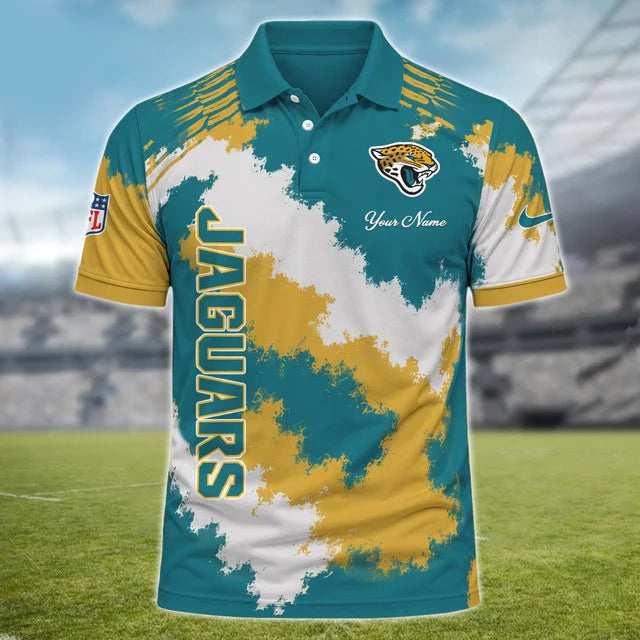 [SPECIAL OFFER] NEW CUSTOMIZED NFL30 JSJ JACKSONVILLE JAGUARS MULTICOLOR POLO SHIRT