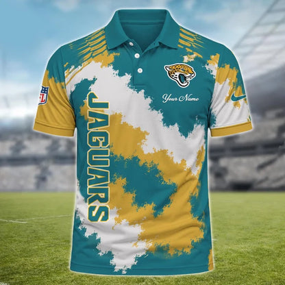 [SPECIAL OFFER] NEW CUSTOMIZED NFL30 JSJ JACKSONVILLE JAGUARS MULTICOLOR POLO SHIRT