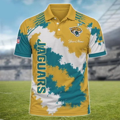 [SPECIAL OFFER] NEW CUSTOMIZED NFL30 JSJ JACKSONVILLE JAGUARS MULTICOLOR POLO SHIRT