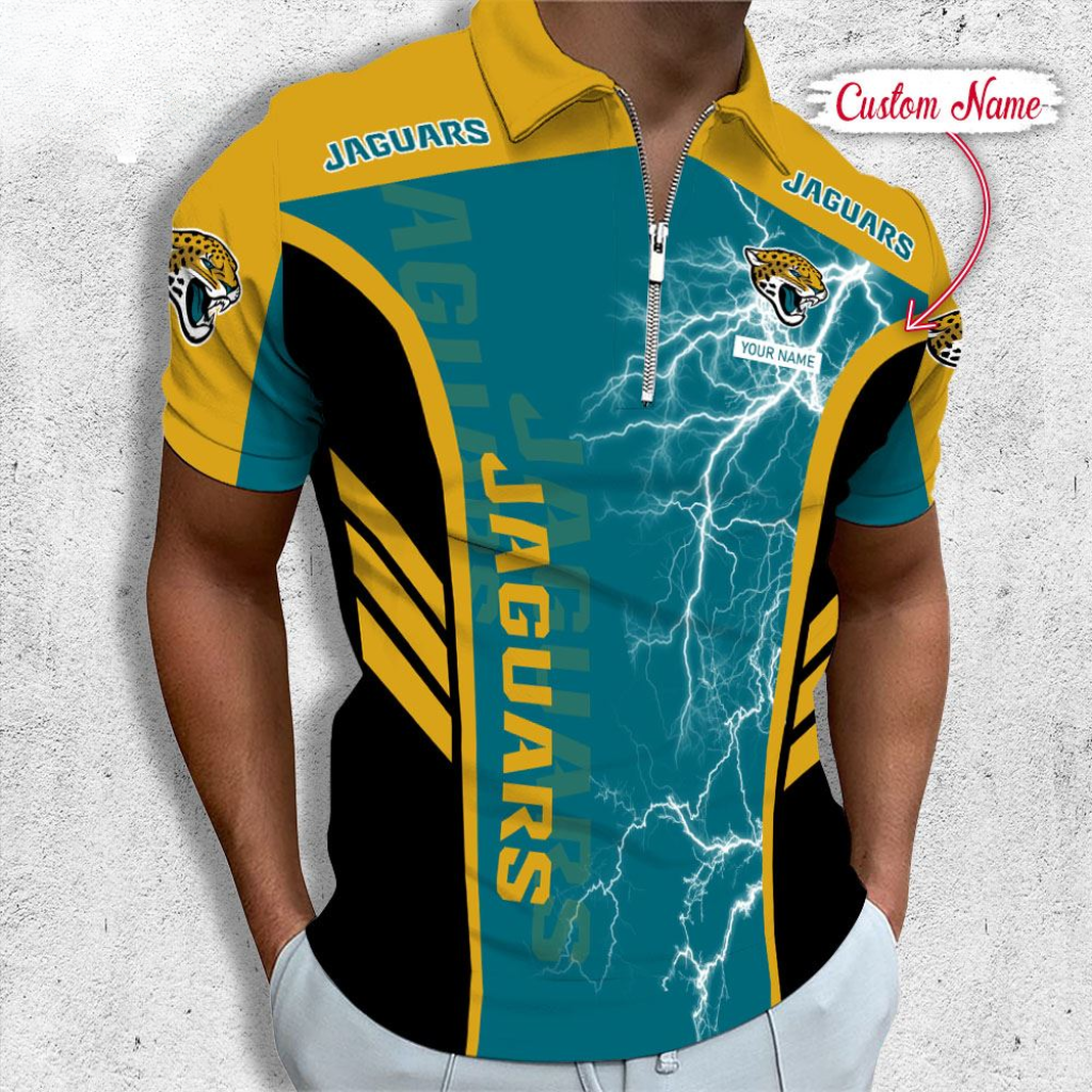 [SPECIAL OFFER] NEW CUSTOMIZED NFL30 JSJ JACKSONVILLE JAGUARS ZIP POLO SHIRT