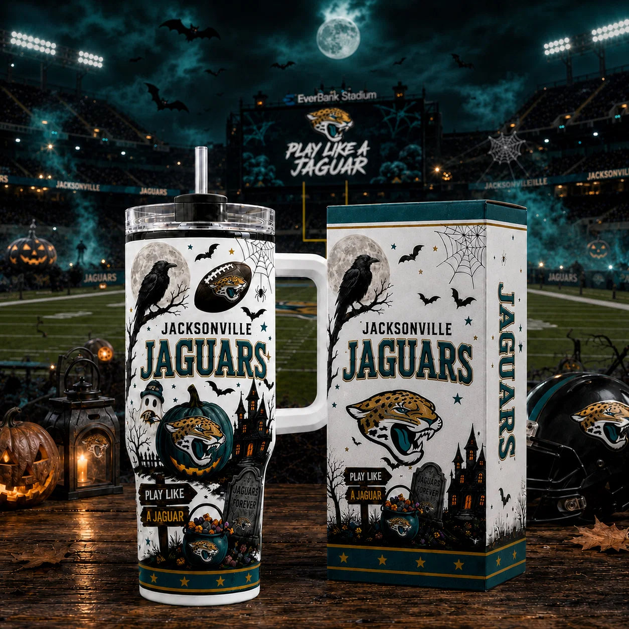 [SPECIAL OFFER] NEW CUSTOMIZED NFL30 JSJ JACKSONVILLE JAGUARS HALLOWEEN  40OZ TUMBLER