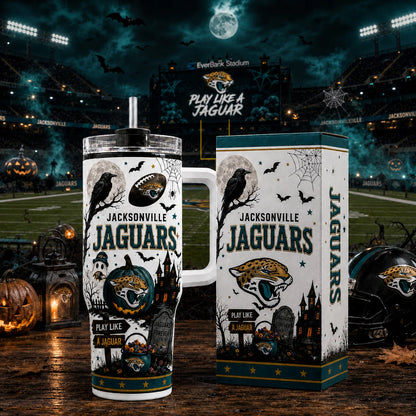 [SPECIAL OFFER] NEW CUSTOMIZED NFL30 JSJ JACKSONVILLE JAGUARS HALLOWEEN  40OZ TUMBLER