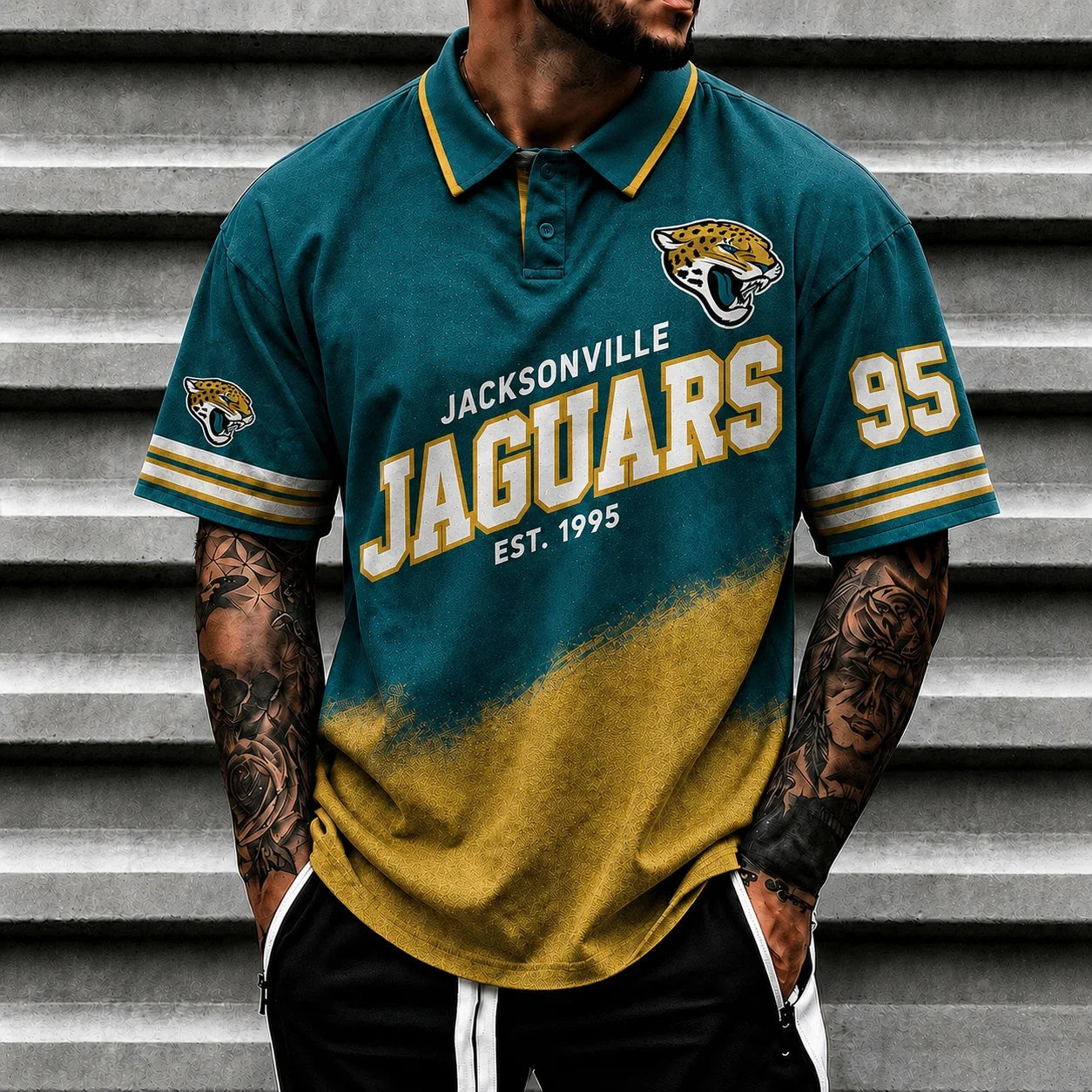 [SPECIAL OFFER] NEW CUSTOMIZED NFL30 JSJ JACKSONVILLE JAGUARS POLO SHIRT