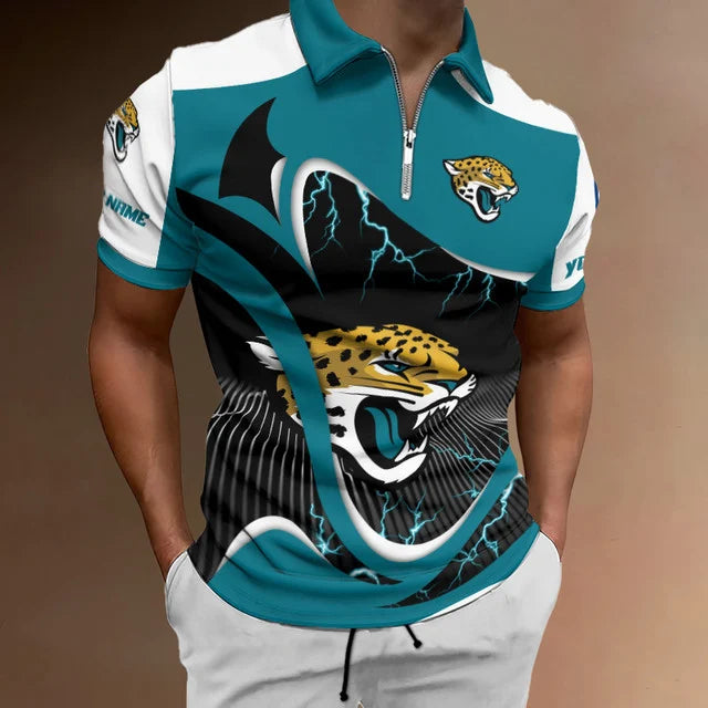 [SPECIAL OFFER] NEW CUSTOMIZED NFL30 JSJ JACKSONVILLE JAGUARS ZIP POLO SHIRT