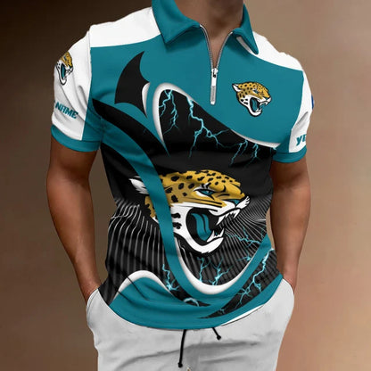 [SPECIAL OFFER] NEW CUSTOMIZED NFL30 JSJ JACKSONVILLE JAGUARS ZIP POLO SHIRT