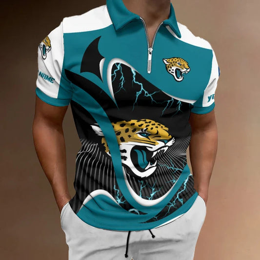[SPECIAL OFFER] NEW CUSTOMIZED NFL30 JSJ JACKSONVILLE JAGUARS ZIP POLO SHIRT