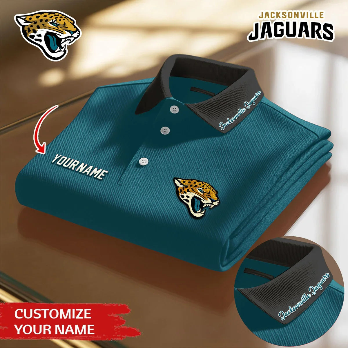 [SPECIAL OFFER] NEW CUSTOMIZED NFL30 JSJ JACKSONVILLE JAGUARS POLO SHIRT