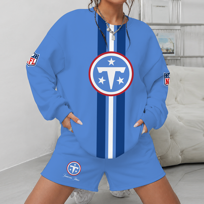 [SPECIAL OFFER] NEW CUSTOMIZED NFL31 TST TENNESSEE TITANS UNISEX SWEATSHIRT & SHORTS SET