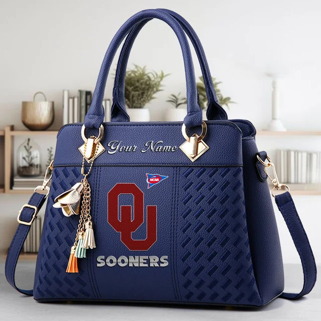 LIMITED EDITION - NEW CUSTOMIZED FBS NCAA31 OUS OU SOONERS ZIP HANDBAG MULTICOLOR