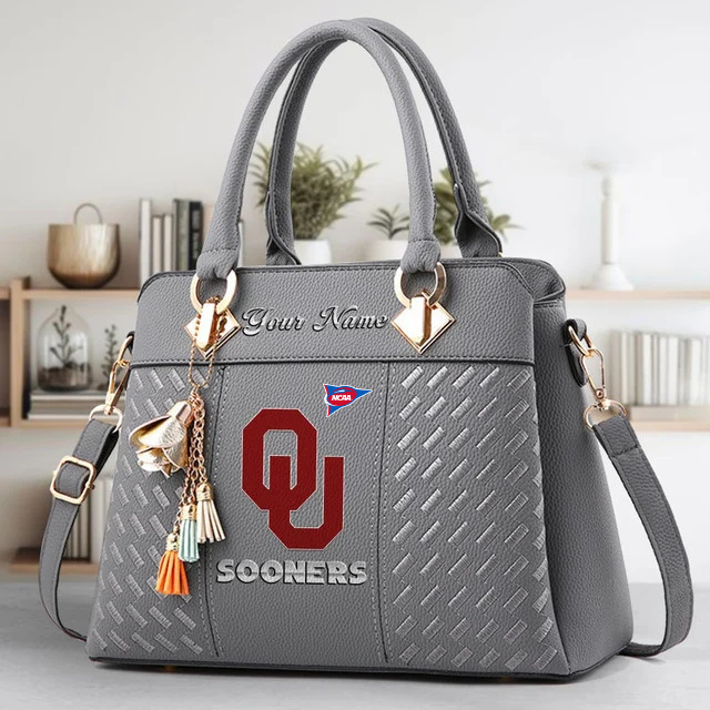 LIMITED EDITION - NEW CUSTOMIZED FBS NCAA31 OUS OU SOONERS ZIP HANDBAG MULTICOLOR