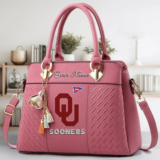 LIMITED EDITION - NEW CUSTOMIZED FBS NCAA31 OUS OU SOONERS ZIP HANDBAG MULTICOLOR