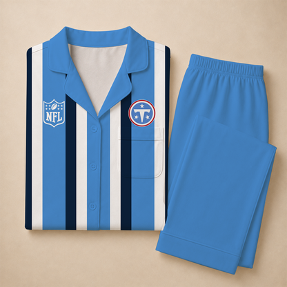 [SPECIAL OFFER] NEW CUSTOMIZED NFL31 TST TENNESSEE TITANS SHORT SLEEVE & LONG PANTS PAJAMAS SET