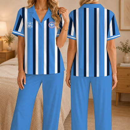 [SPECIAL OFFER] NEW CUSTOMIZED NFL31 TST TENNESSEE TITANS SHORT SLEEVE & LONG PANTS PAJAMAS SET