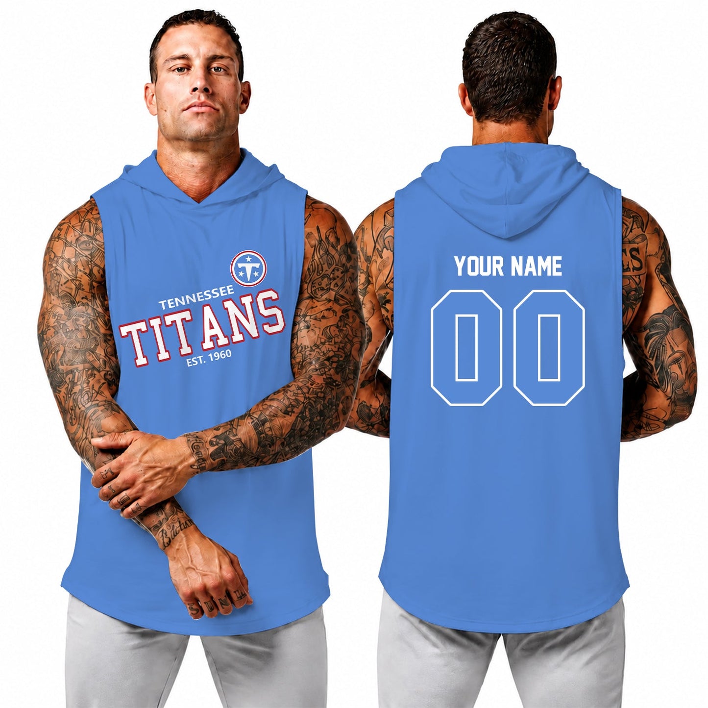 [SPECIAL OFFER] NEW CUSTOMIZED NFL31 TST TENNESSEE TITANS HOODED TANK TOP