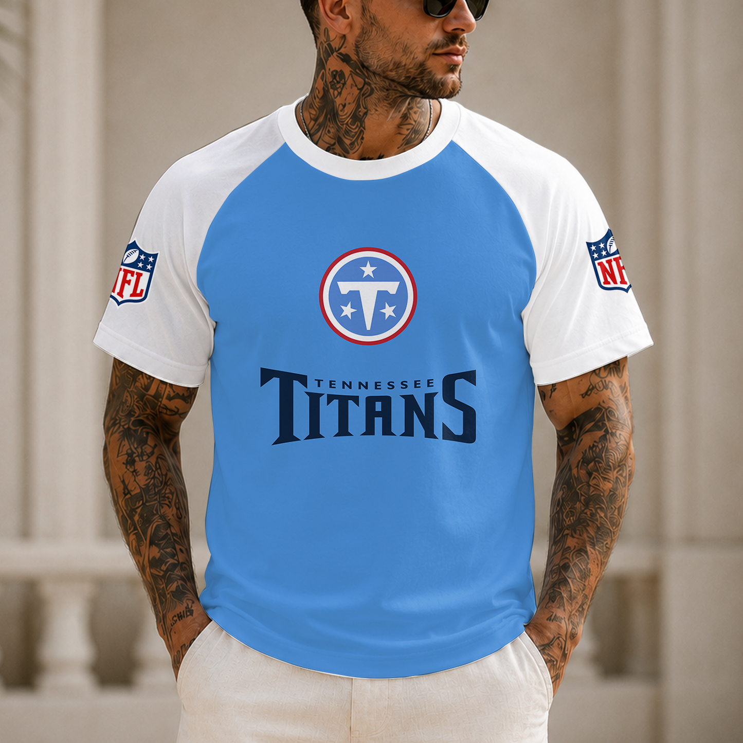 [SPECIAL OFFER] NEW CUSTOMIZED NFL31 TST TENNESSEE TITANS RAGLAN TEE