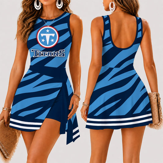 [SPECIAL OFFER] NEW CUSTOMIZED NFL31 TST TENNESSEE TITANS WOMEN'S SUMMER SKORT DRESS