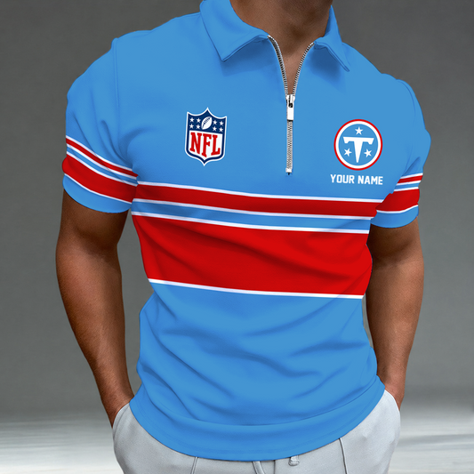 [SPECIAL OFFER] NEW CUSTOMIZED NFL31 TST TENNESSEE TITANS ZIP POLO SHIRT