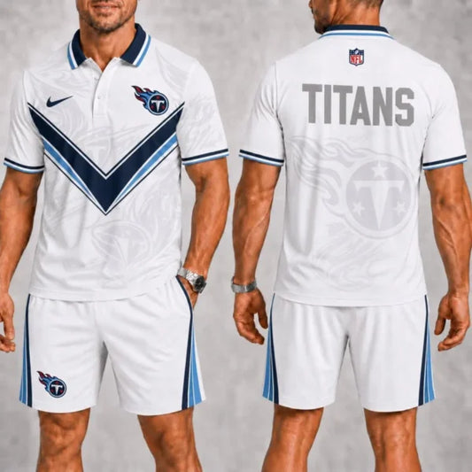 [SPECIAL OFFER] NEW CUSTOMIZED NFL31 TST TENNESSEE TITANS POLO SHIRT & SHORT PANTS