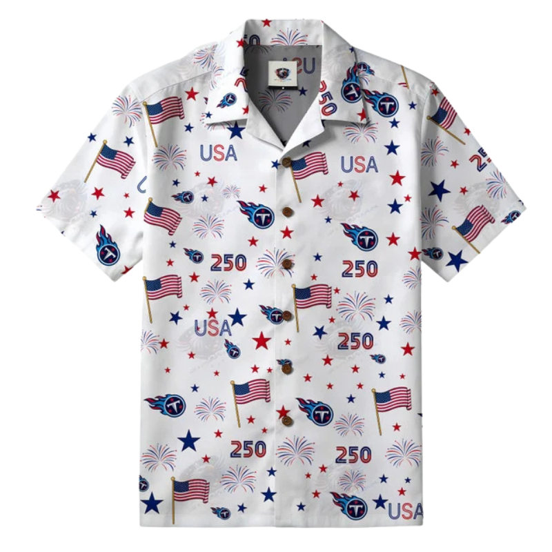 [SPECIAL OFFER] NEW CUSTOMIZED NFL31 TST TENNESSEE TITANS PATRIOTIC 250 USA HAWAIIAN SHIRT