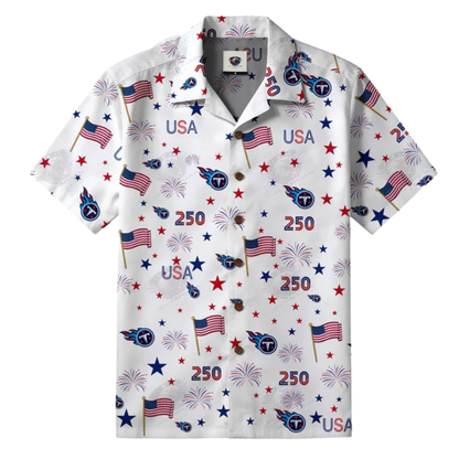 [SPECIAL OFFER] NEW CUSTOMIZED NFL31 TST TENNESSEE TITANS PATRIOTIC 250 USA HAWAIIAN SHIRT