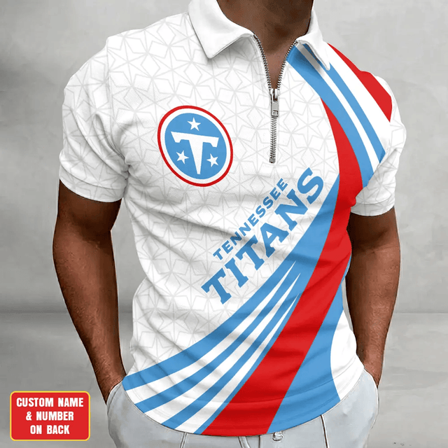 [SPECIAL OFFER] NEW CUSTOMIZED NFL31 TST TENNESSEE TITANS ZIP POLO SHIRT