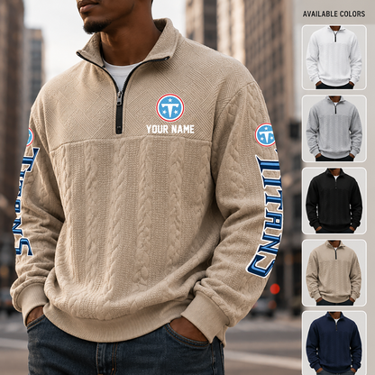 [SPECIAL OFFER] NEW CUSTOMIZED NFL31 TST TENNESSEE TITANS MULTICOLOR QUARTER-ZIP SWEATSHIRT