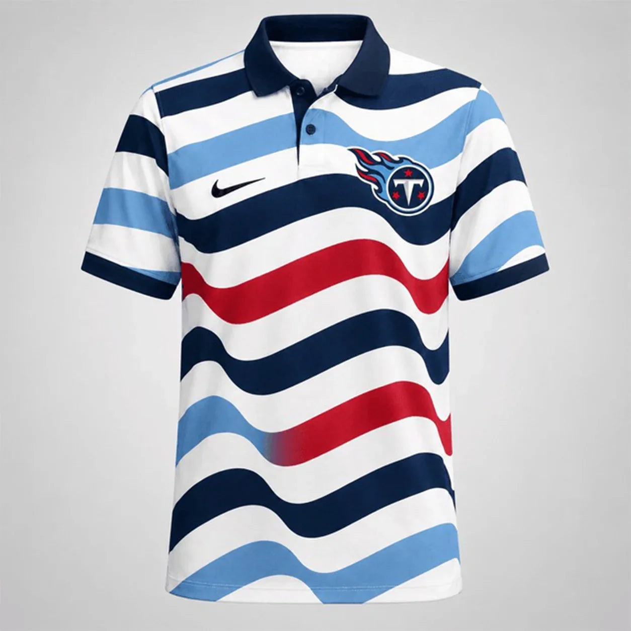 [SPECIAL OFFER] NEW CUSTOMIZED NFL31 TST TENNESSEE TITANS STRIPED POLO SHIRT