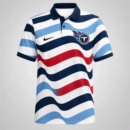 [SPECIAL OFFER] NEW CUSTOMIZED NFL31 TST TENNESSEE TITANS STRIPED POLO SHIRT