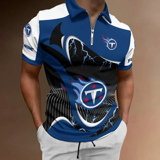 [SPECIAL OFFER] NEW CUSTOMIZED NFL31 TST TENNESSEE TITANS ZIP POLO SHIRT