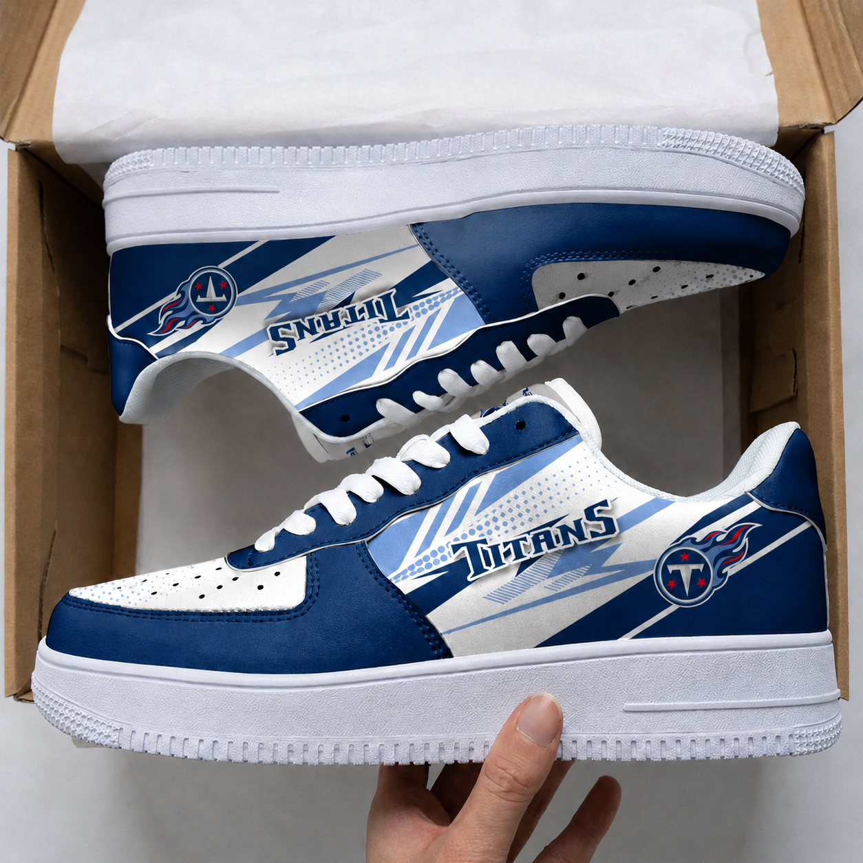 [SPECIAL OFFER] NEW CUSTOMIZED NFL31 TST TENNESSEE TITANS AF1 SNEAKERS