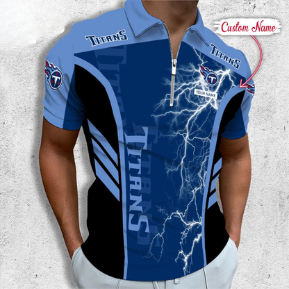 [SPECIAL OFFER] NEW CUSTOMIZED NFL31 TST TENNESSEE TITANS ZIP POLO SHIRT