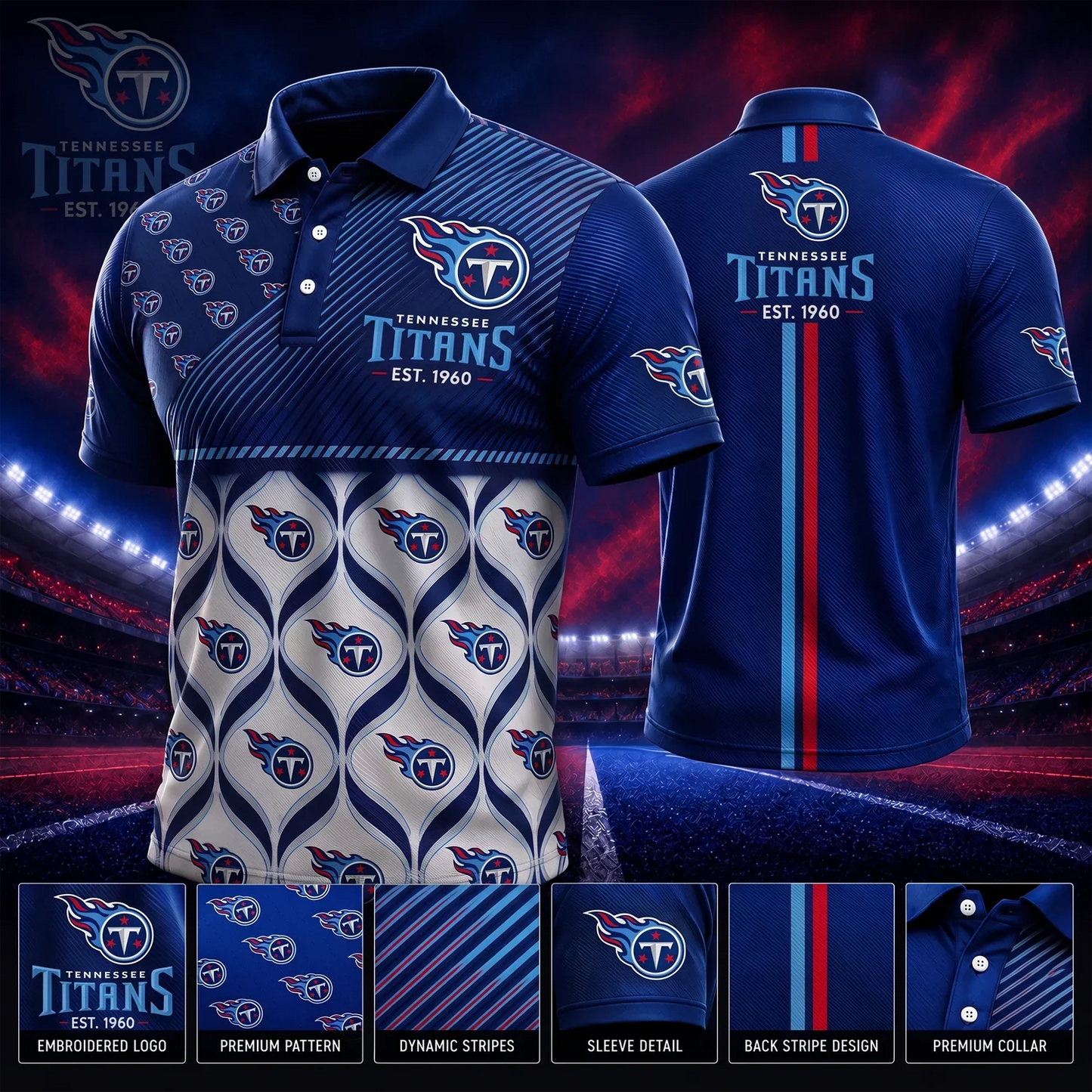 [SPECIAL OFFER] NEW CUSTOMIZED NFL31 TST TENNESSEE TITANS POLO SHIRT