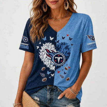 [SPECIAL OFFER] NEW CUSTOMIZED NFL31 TST TENNESSEE TITANS V-NECK FEMALE SHIRT