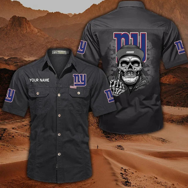 [SPECIAL OFFER] NEW CUSTOMIZED NFL32 NYG NEW YORK GIANTS MUTICOLOR MEN'S CARGO SHIRT