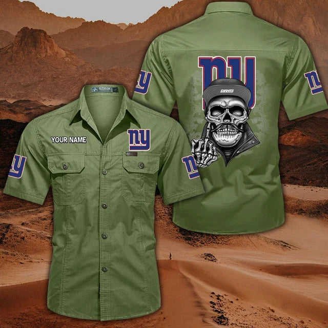 [SPECIAL OFFER] NEW CUSTOMIZED NFL32 NYG NEW YORK GIANTS MUTICOLOR MEN'S CARGO SHIRT