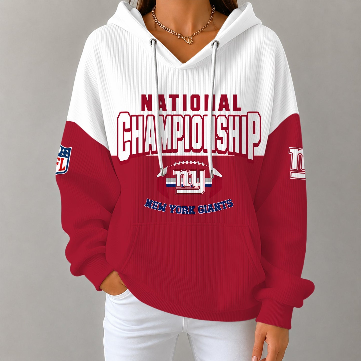 [SPECIAL OFFER] NEW CUSTOMIZED NFL32 NYG NEW YORK GIANTS RIBBED HOODIE & SWEATSHIRT